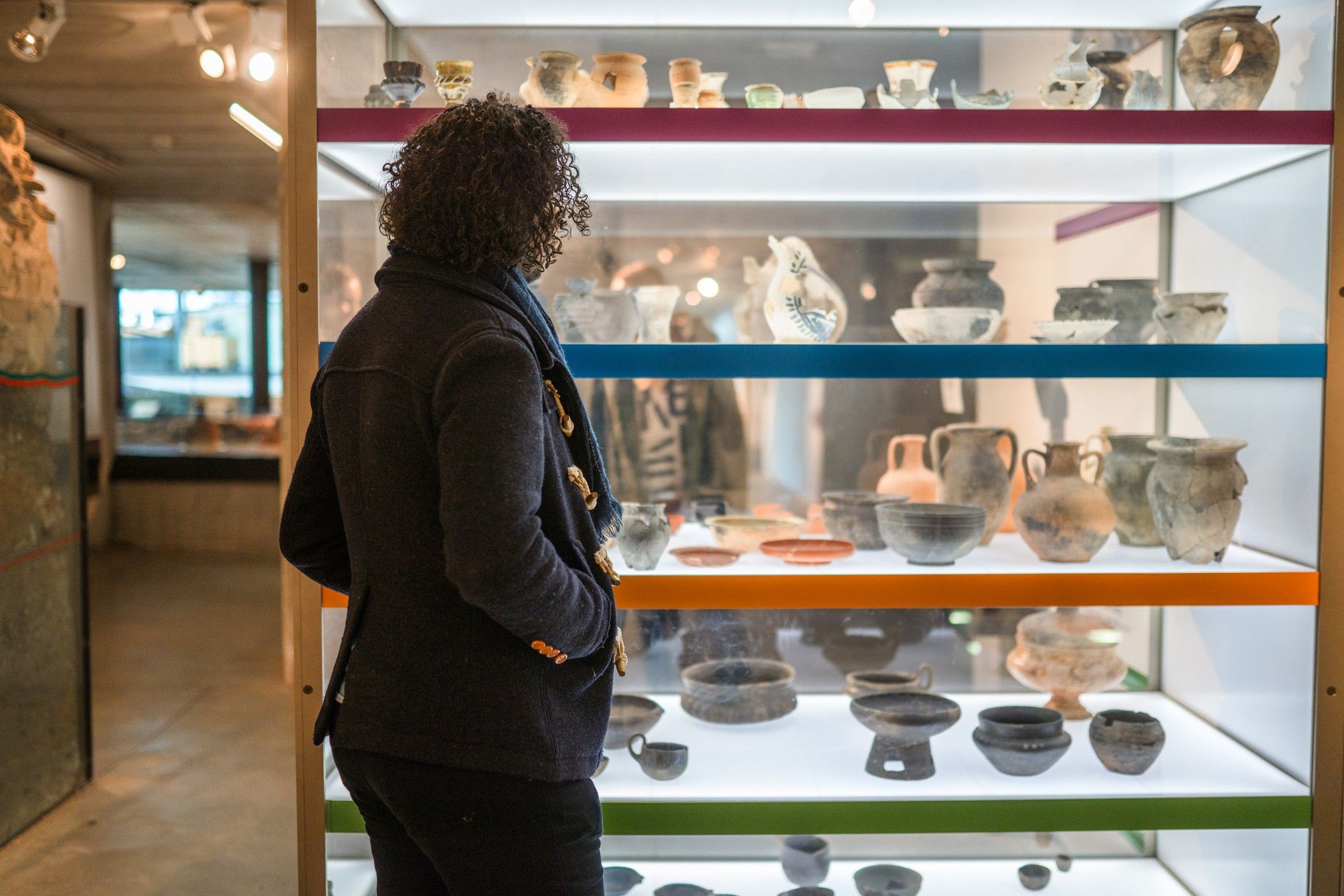 A person looks at a museum display.