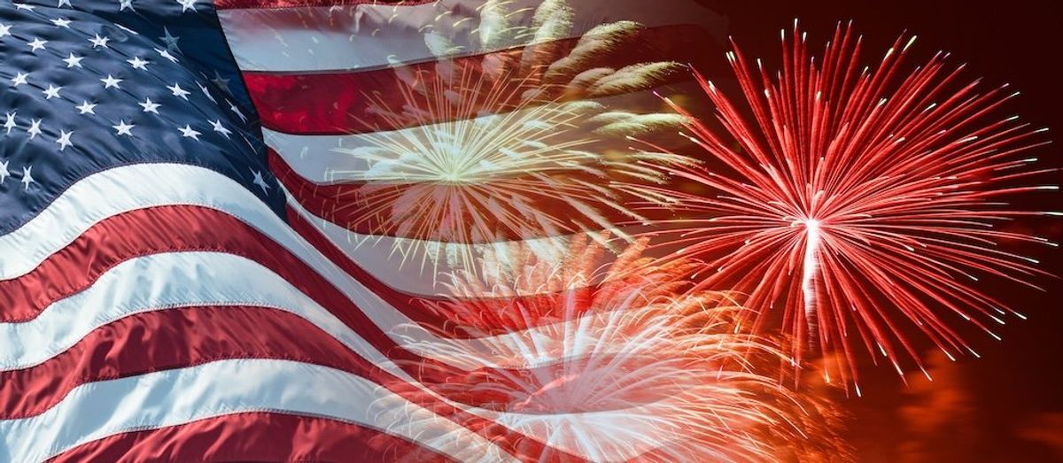 American Flag with Fireworks 