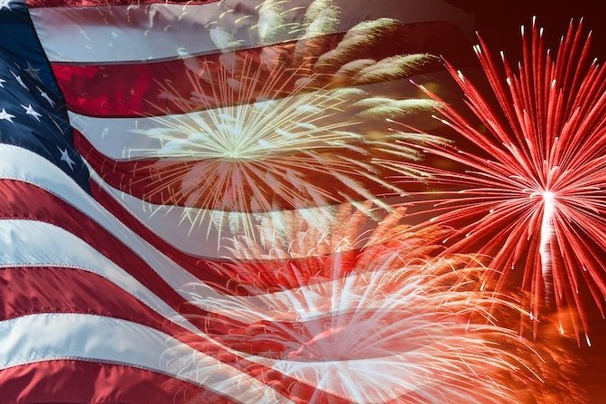 American Flag with Fireworks