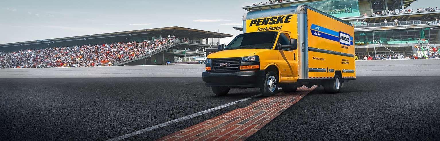 Penske truck on race track