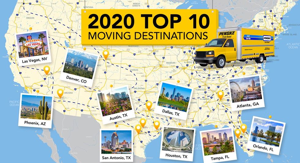 Penske Truck Rental’s Annual List of Top Moving Destinations Revealed