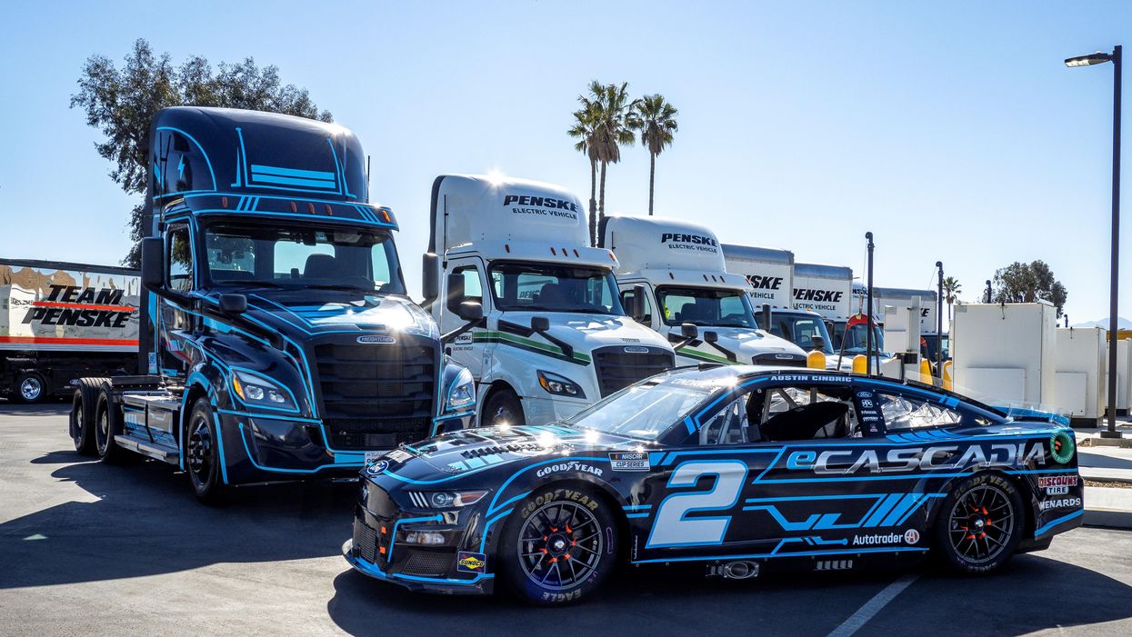 Penske and Freightliner Make NASCAR History Using eCascadia