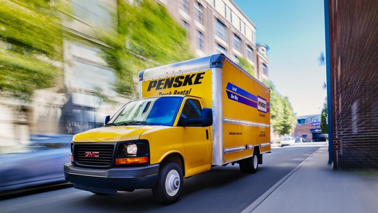 Penske light-duty truck in the city