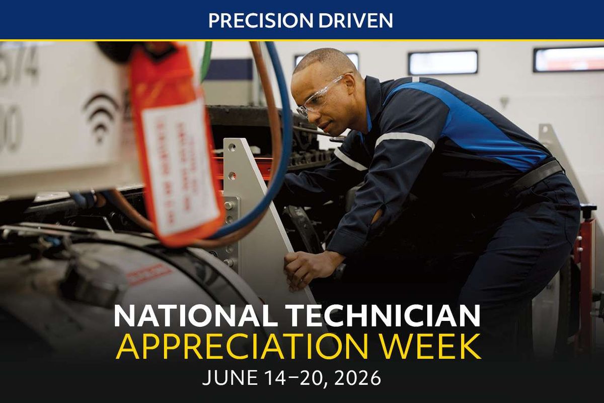 Penske technician working on a truck, highlighting National Technician Appreciation Week, June 14-20, 2026.