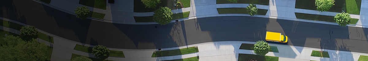 Penske Truck on street overhead view