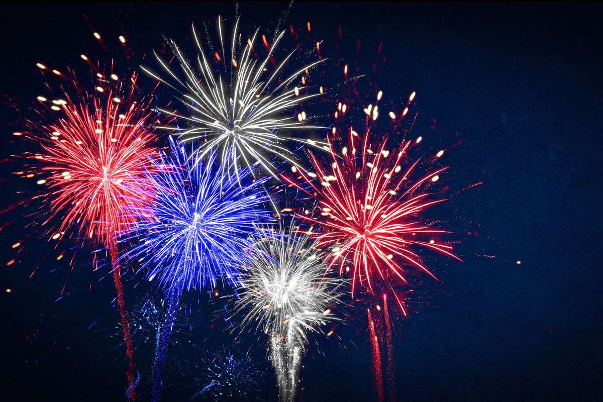 Red, white and blue fireworks