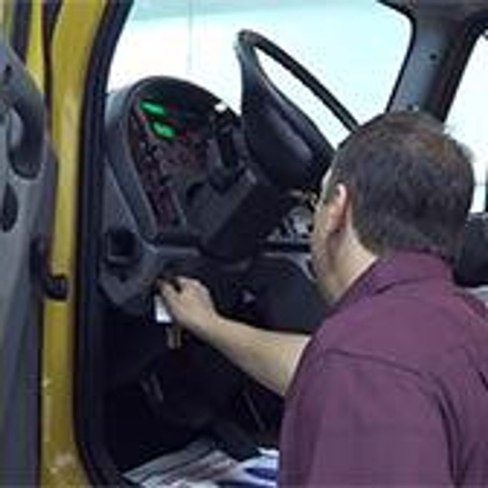 User turning off auxiliary switch in cab