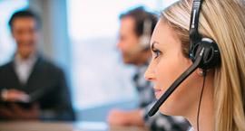 Young woman on headset