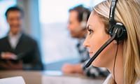 Young woman on headset